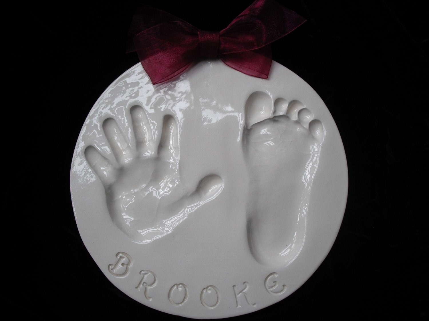 Large hand and footprint ceramic plaque with  mold kit and shipping