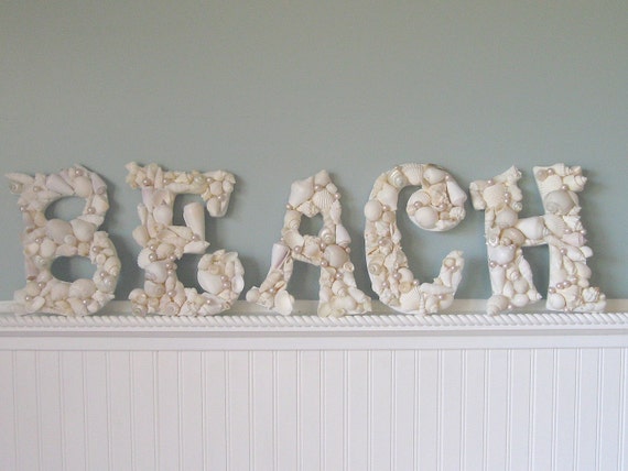 Пляж Декор Shell Письма - Seashell Буквы в BEACH, DREAM или Любой 5 Письма