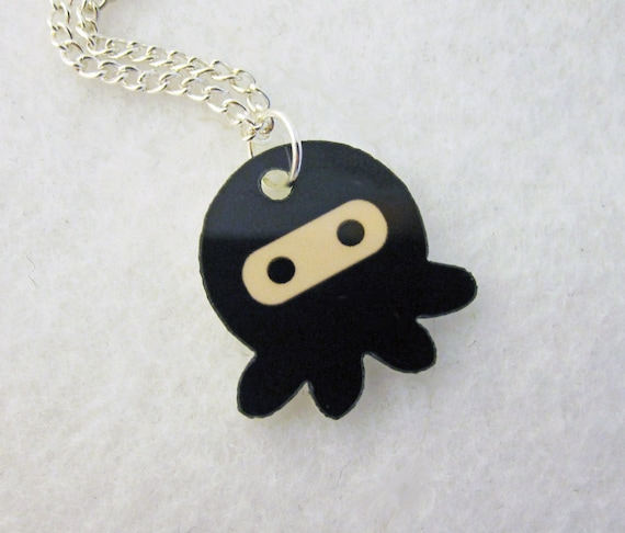Black Ninjapus Ninja Octopus Necklace