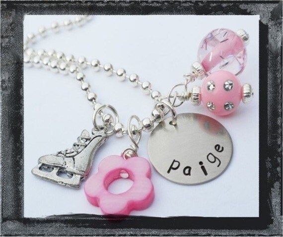Ice Skating Jewelry - Personalized Necklace - Hand Stamped Skate Necklace