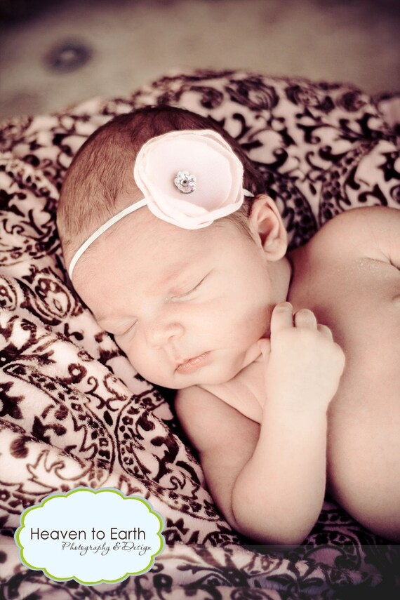Light Pink Sequin Poppy Headband-sequin, bling, head, band, flower, poppy, vintage, hair