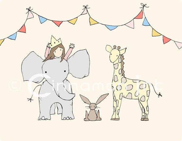 Childrens Art Print - Nursery Art Print - GIRLS Kids Room Decor - The Princess Parade - 8x10