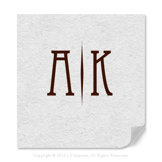 Monogram Rubber Stamp Personalized Two Letter Art Deco Style From 2impress