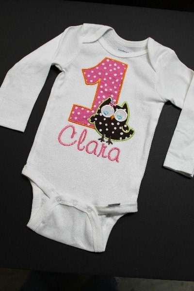 Unique Onesies on Custom Owl Birthday Shirt Or Onesie Personalized Or Monogrammed By