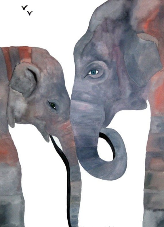Fatherly Love 3 - Elephant Art....8 x 10