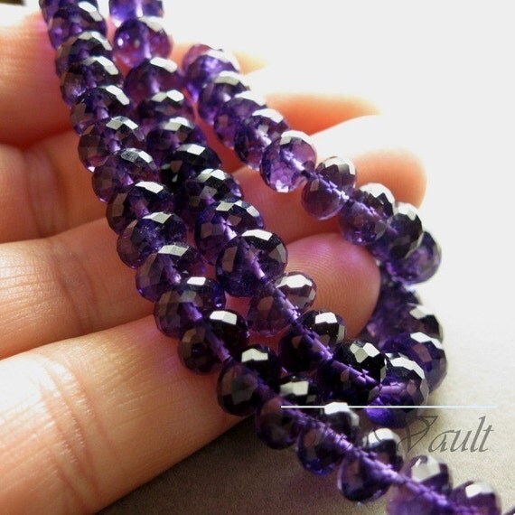 6 Amethyst 7mm -7.5mm faceted rondelles