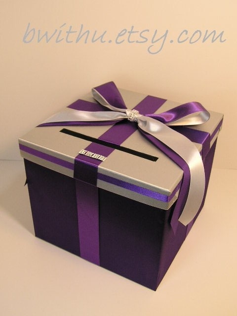Silver n purple Wedding Card Box Gift Card Box HolderCustomize your color