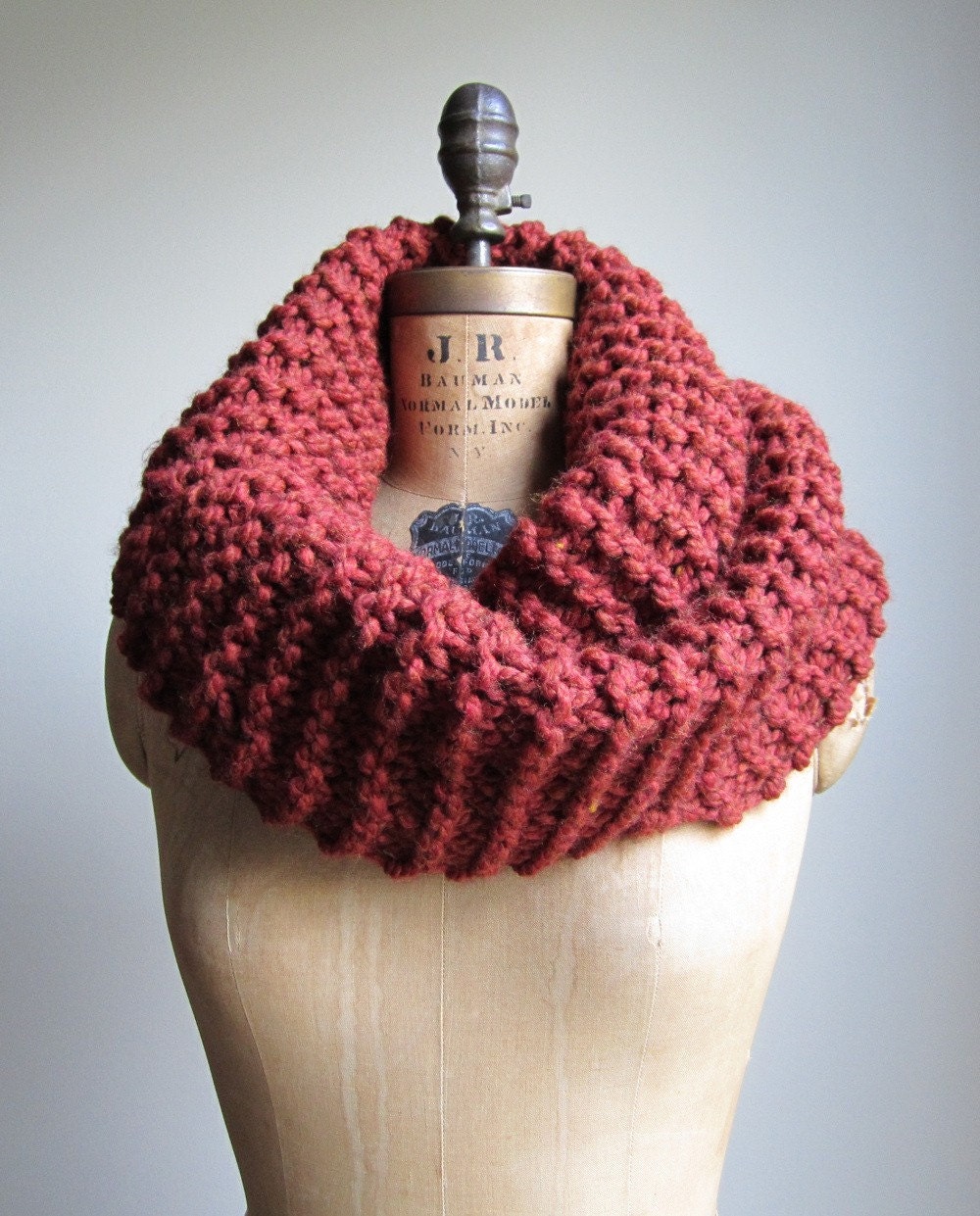 Super Snuggly Chunky knit cowl Burnt Sienna Rust.