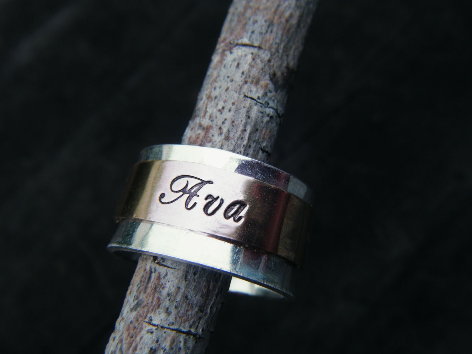 Say It On an Hand Stamped Sterling Gold Filled Spinner Ring