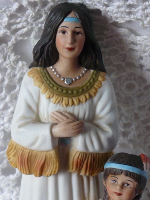 24 Hour Half Price Sale - Native American Indian - Mother and Child Porcelain Figurines Home Interiors