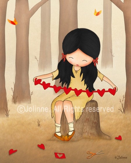Kids room decor love wall art for girls bedroom, nursery art print, children wall hanging, forest, beige