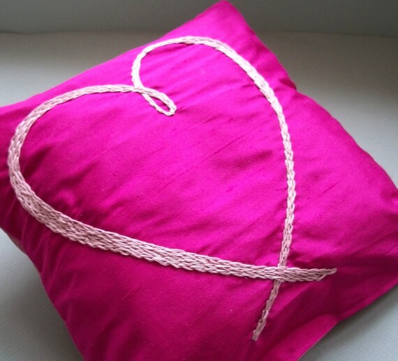 Pillow with Lavender and Hand Embroidered Custom Initial and Heart by Dolce Dreams