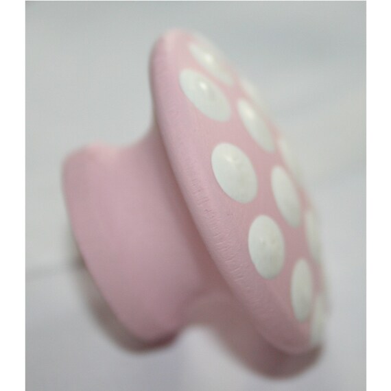 Pink with White Polka Dot Knobs