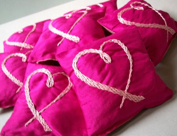 Lavender Sachet  in Dupioni Silk Hand Embroidered by Dolce Dreams