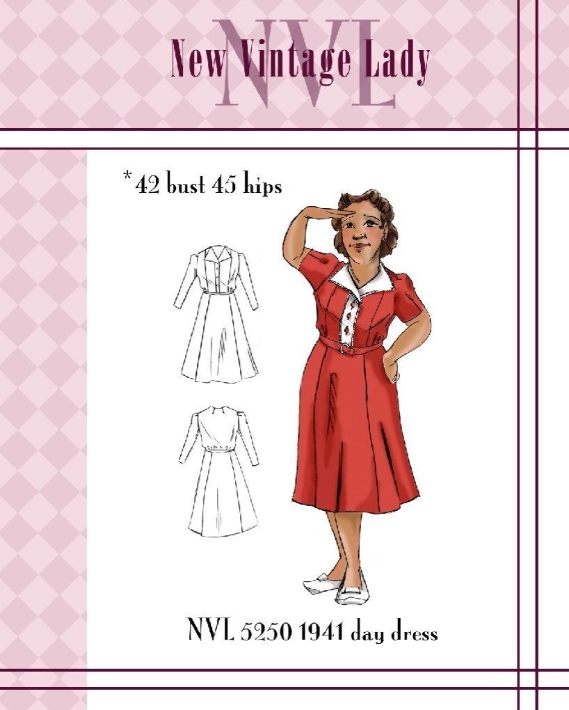NVL 1940s Day Dress 42 bust PLUS SIZE