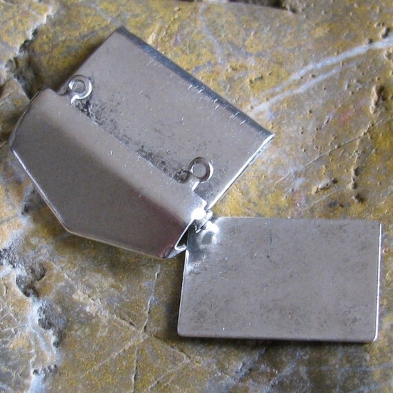 2 Small Antique Silver Brass Love Letter Smooth  Envelope Finding 746