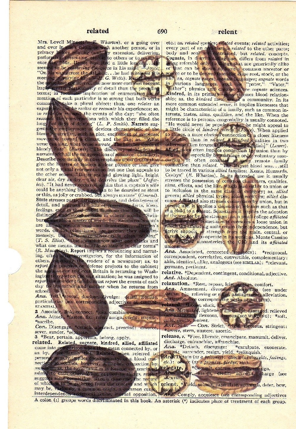 Pecans dictionary book page collage art print Buy 3 get ANOTHER 1 Free