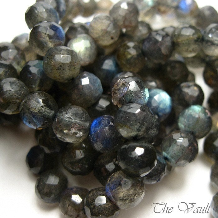 20 Labradorite 6.5-7mm faceted rounds - half strand, 5 inches