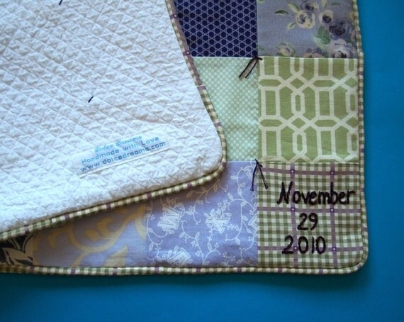 Baby Girl Quilt with Custom Hand Embroidery by Dolce Dreams