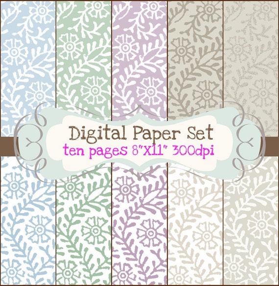 Spring Wedding Floral Printable Digital Paper Pack Scrapbooking