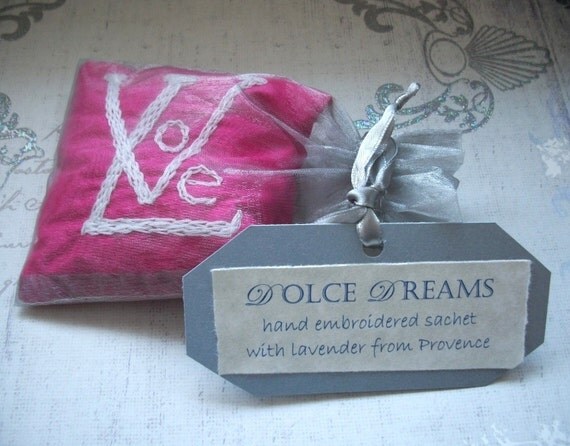 Lavender Sachet Hand Embroidered by Dolce Dreams