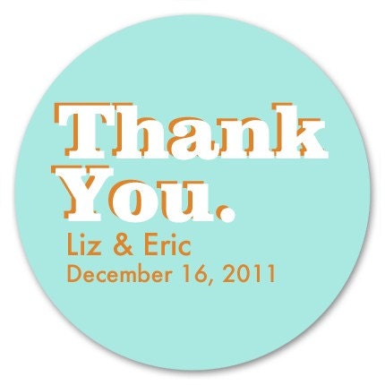 Modern Wedding Favor Thank You Stickers Personalized 24 
