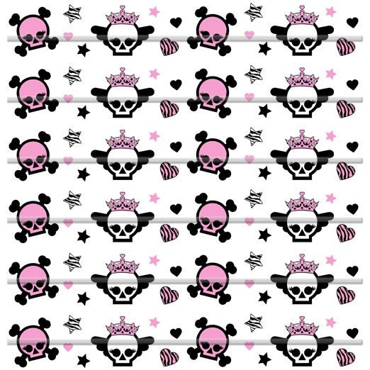 Girly Punk Skull Print Your Own Ribbon Graphics 7 8 Inch