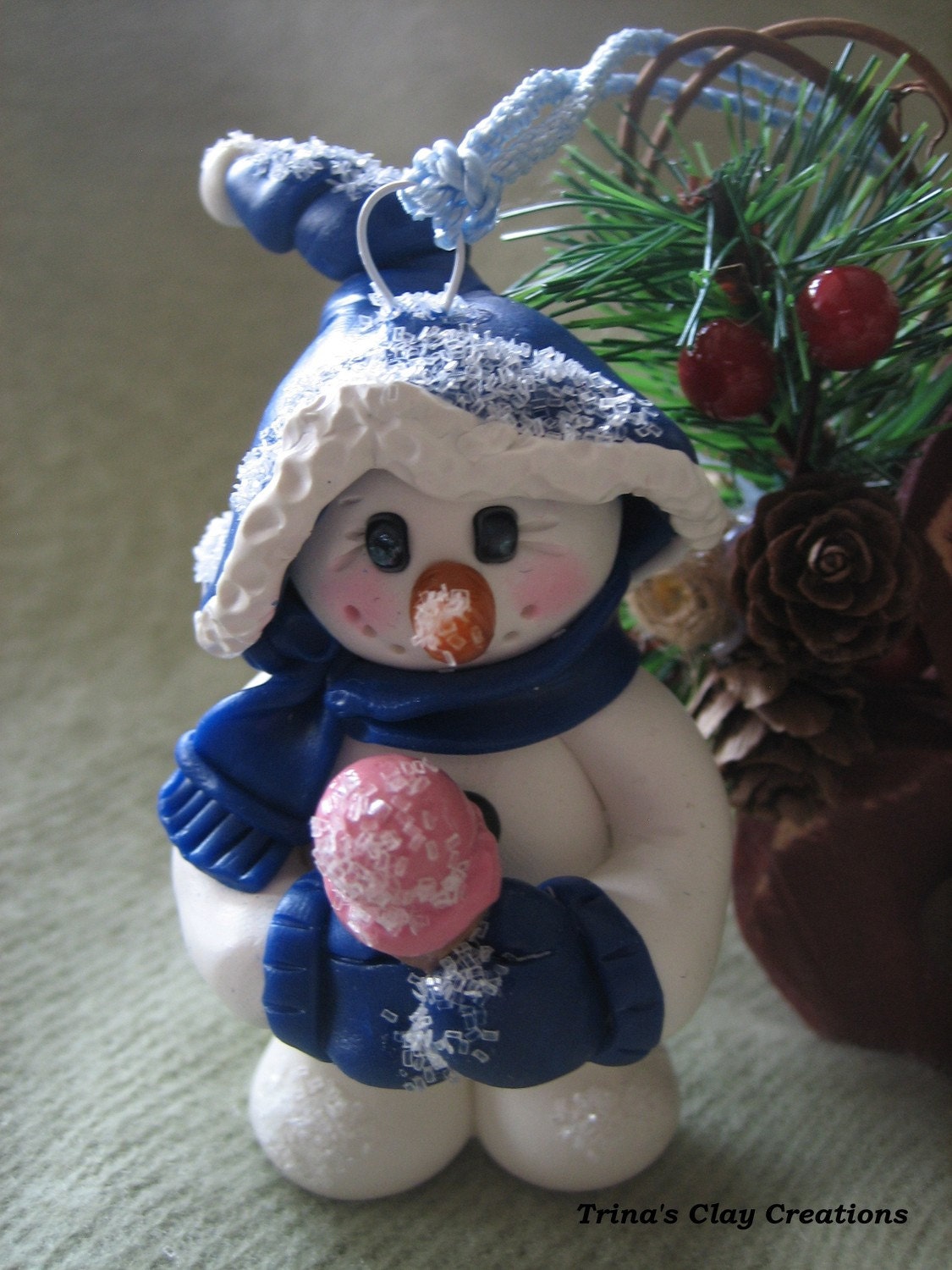 Polymer Clay Snowman Ornament