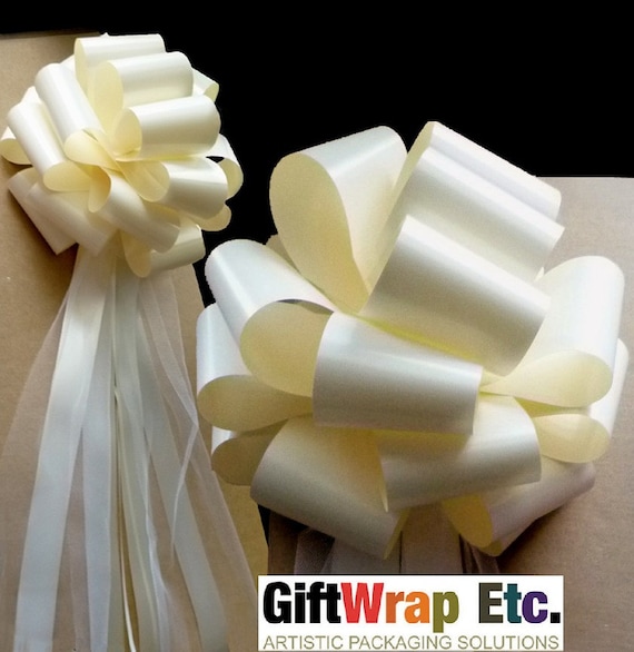 10 large ivory wedding pew pull bows tulle streamers decorations