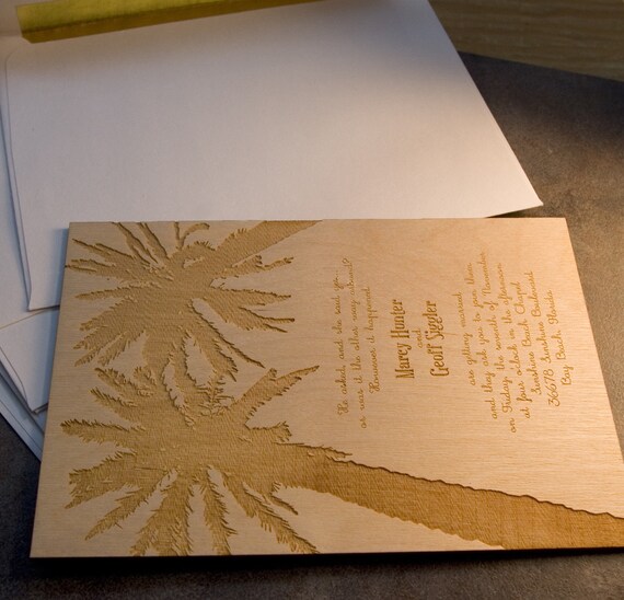 Wood invitations - custom laser cut and engraved