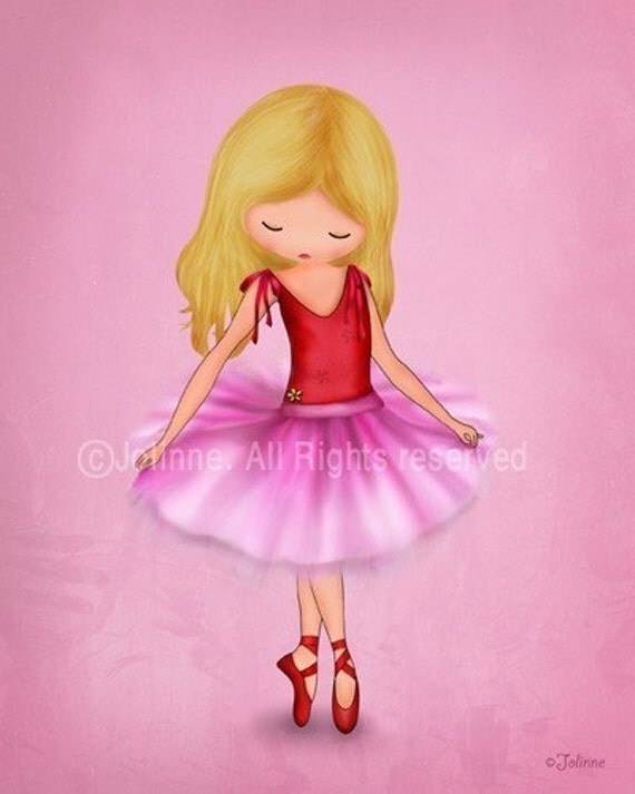 Girls ballet pink art print, Dancing ballerina room decor, nursery wall art, recital, kids wall hanging
