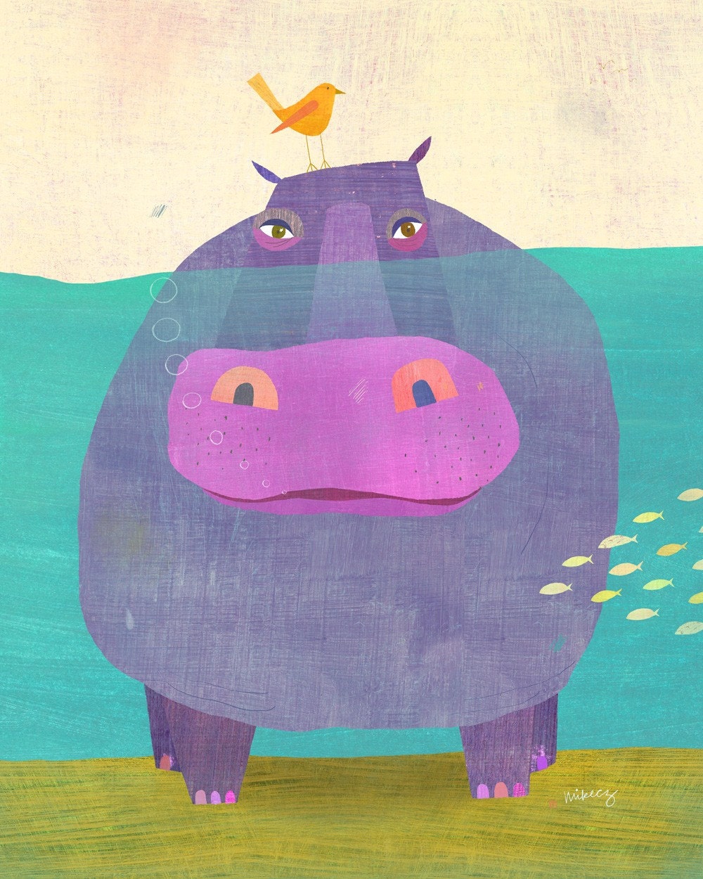 Underwater Hippo Print- twoems