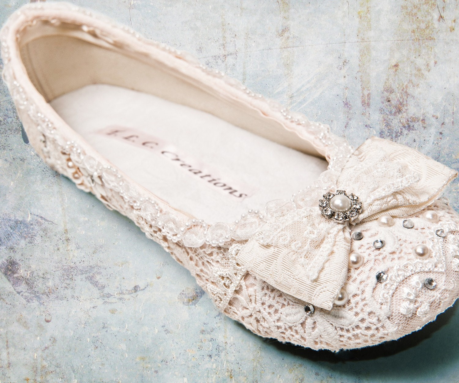 Sweet Wedding Ballet flats..vintage lace and Swarovski crystals..custom orders
