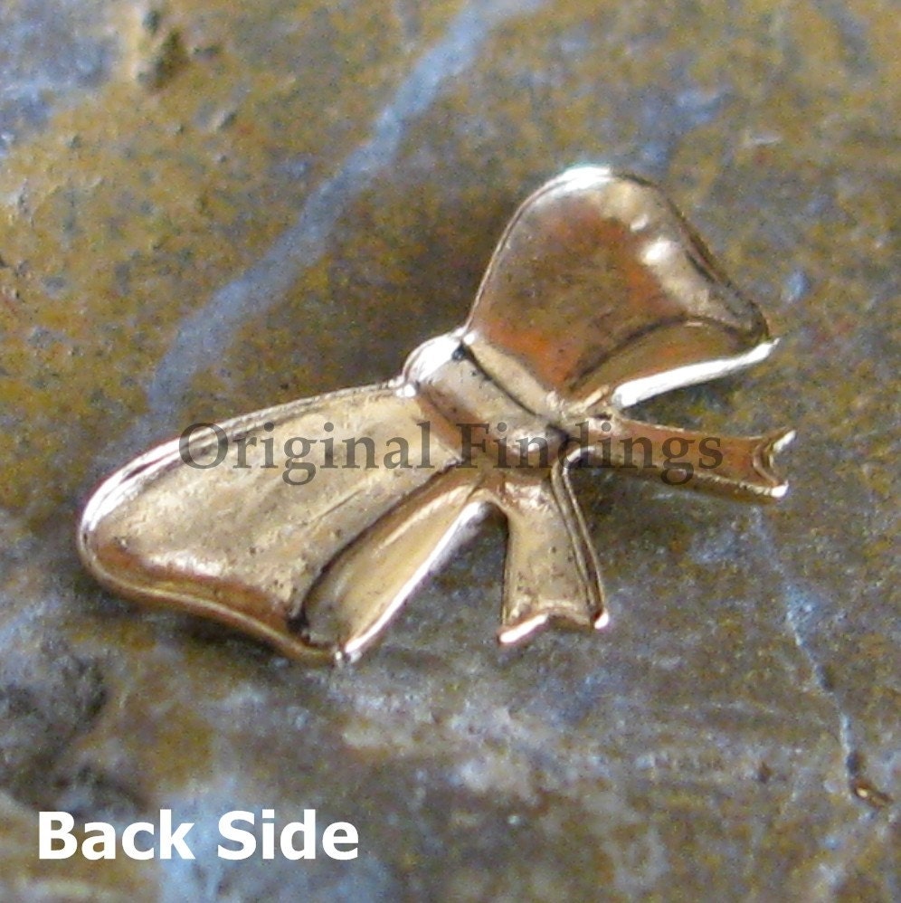 6 Antique Gold Small Bow Metal Stamping Jewelry Findings 287