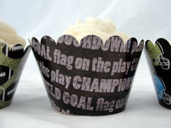 Football Cupcake Wrappers for Birthday Party or End of Season Party