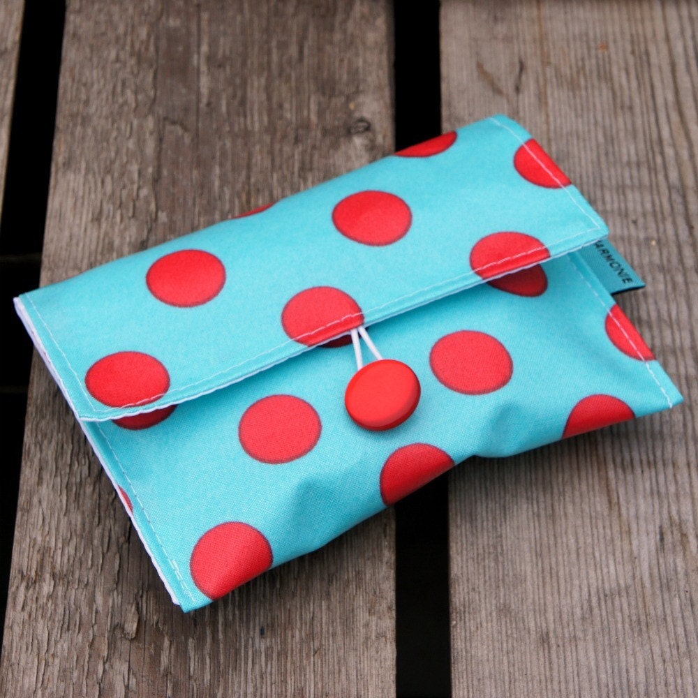 SMALL  Red Polka Dot Snack Pouch Bag