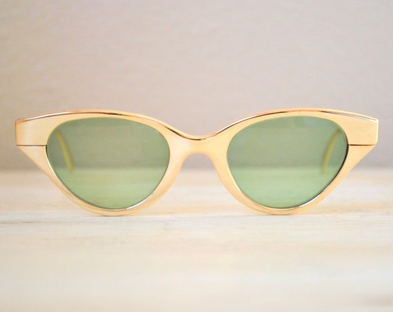 Fabulous Vintage Metallic Gold 1950s/1960s Cat-Eye Frames