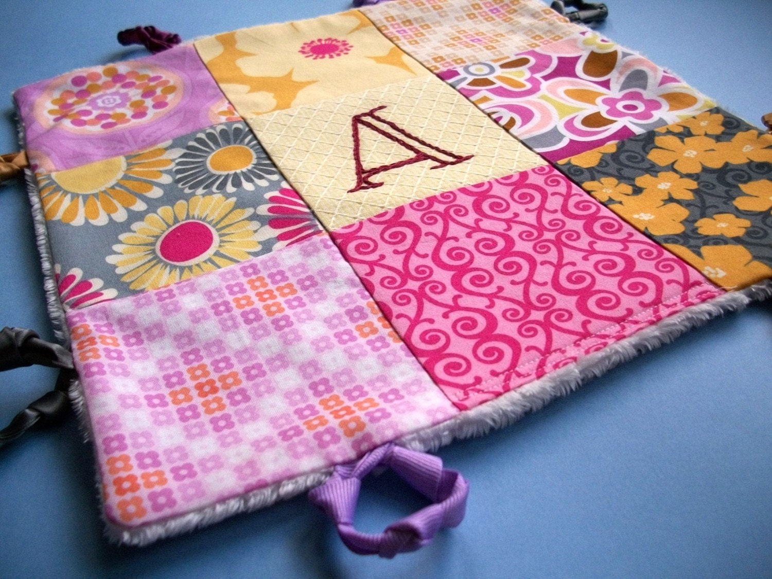 Baby Blanket Lovey with Custom Hand Embroidery by Dolce Dreams