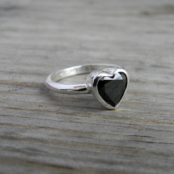 Black Spinel Ring & Sterling Silver Gemstone Ring, Heart on Your Sleeve Made To Order