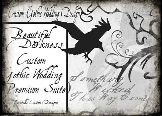Printable Custom Gothic Wedding Invitation Suite Digital Customized 