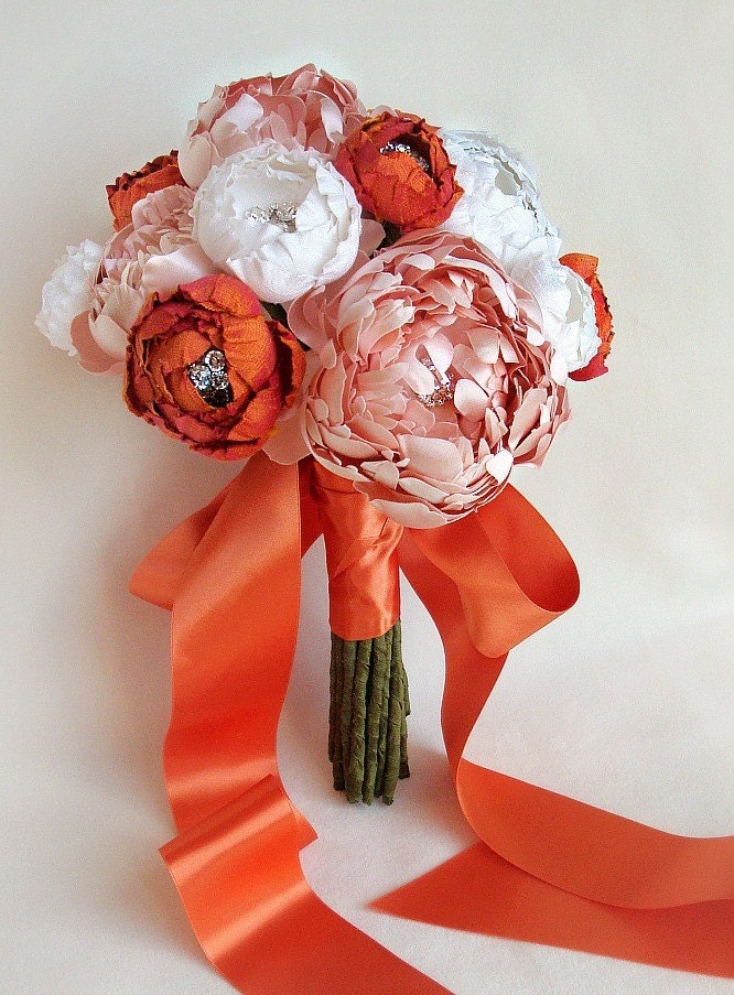 Spring Pink Peony and Orange Catala Bouquet