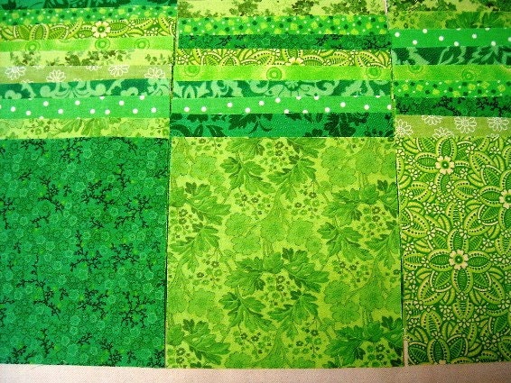 Lime Green Fabric Squares - 5"  Quilt Charm Squares by SEW FUN QUILTS Time Saver Quilt Kit -