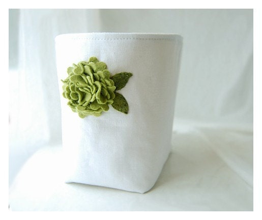 box white linen green Hydrangea flower weddings decor Bin Wool felt Organizer Storage Basket Handmade tagt team Gift Wrap