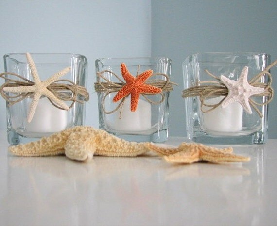 Пляж Декор Starfish Свеча Votives - Shell Свечи Вотивные Держатели ш Трио Starfish пляже
