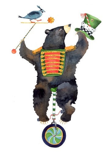 Bear on a Unicycle Print by Tracey Long of Chasing the Crayon