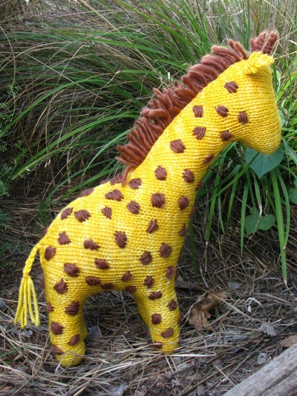 South African Giraffe Knitted Toy, Merino Yarn, Large
