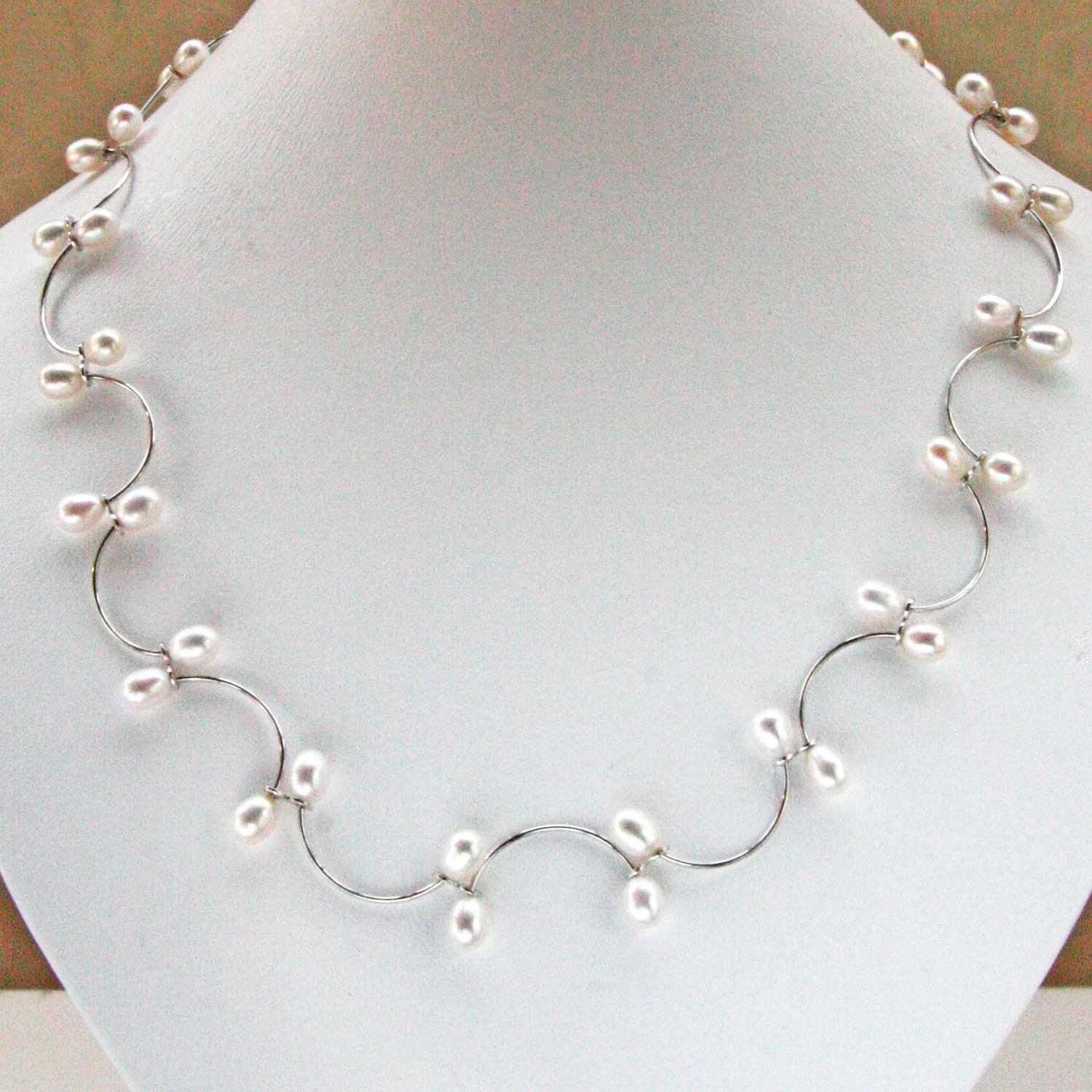 Romantic Pearl Necklace, Bracelet and Earrings