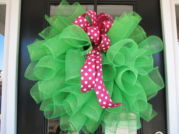 Custom for Molly - Kelly Green with Pink Polka Dot