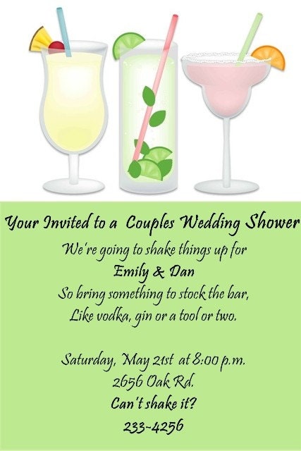 Personalized Cocktail Party Digital Invitations Shower Bridal Wedding