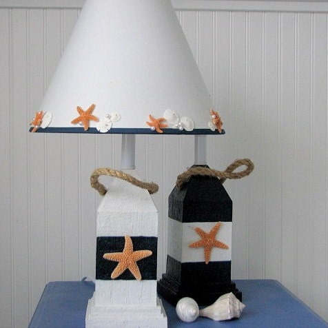 Пляж Декор Буй лампы - Морской Декор Буй лампы со Starfish абажур, Синий